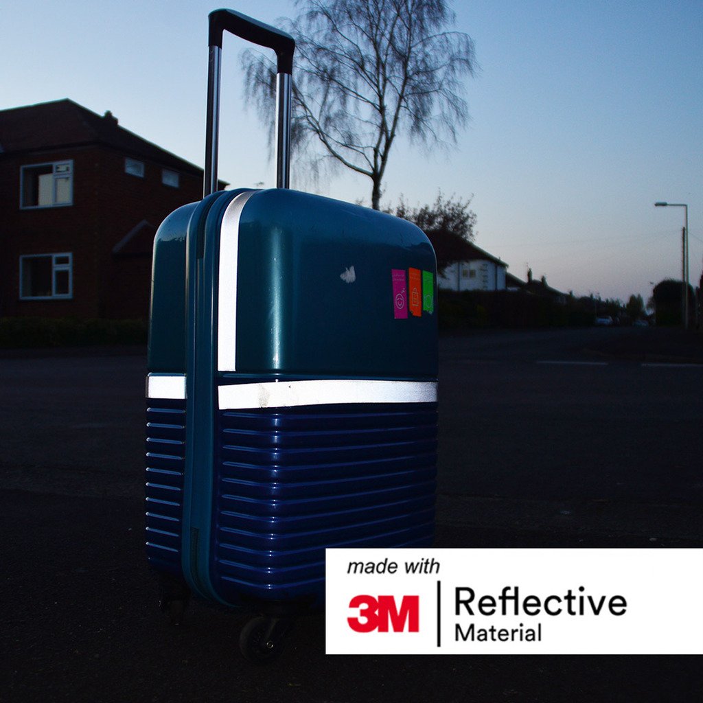Suitcase with reflective tape on