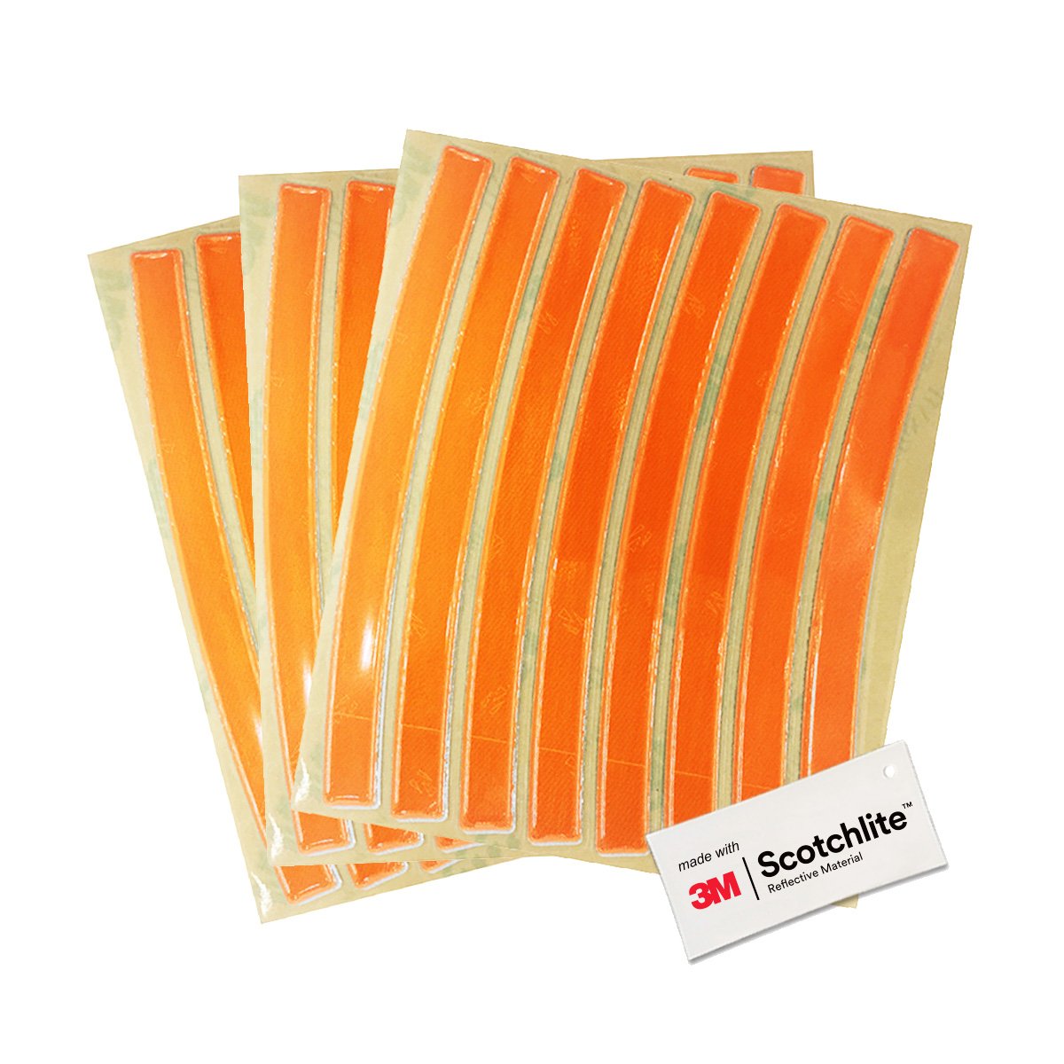 3 sheets of Orange hi vis strip stickers