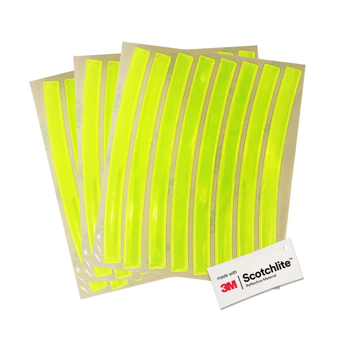 3 sheets of Yellow hi vis strip stickers