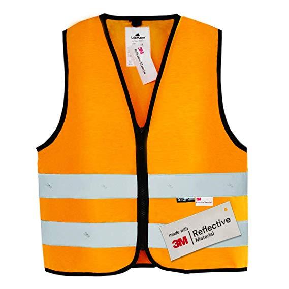 Orange high vis safety vest with reflective strips