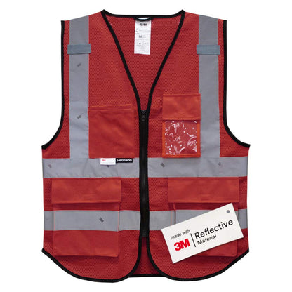 Front of Red mesh high vis vest 