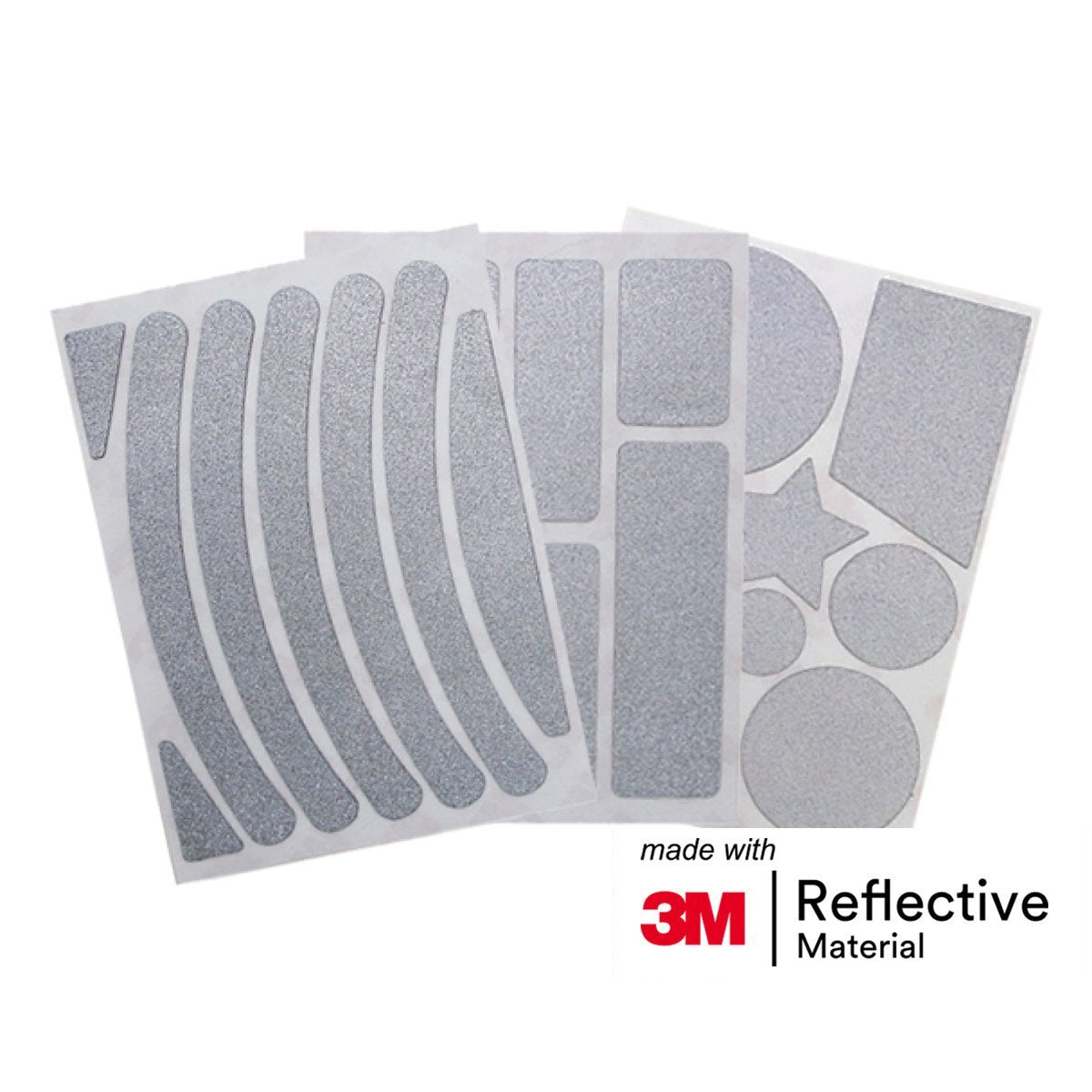 3 sheets of silver reflective stickers in different shapes