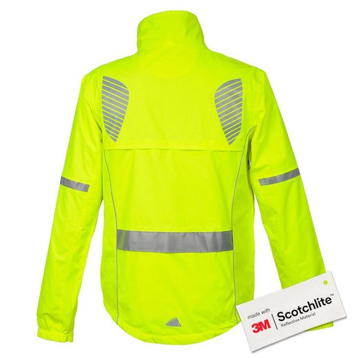Yellow high visibility jacket back with reflective design